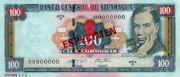 尼加拉瓜科多巴1999年版100 Cordobas面值——正面
