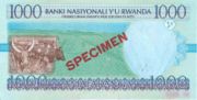 卢旺达法郎年版面值1000 Francs——反面