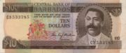 巴巴多斯元1973年版10 Dollars面值——正面