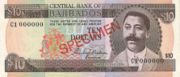 巴巴多斯元1973年版10 Dollars面值——正面