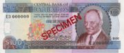 巴巴多斯元1985年版100 Dollars面值——正面