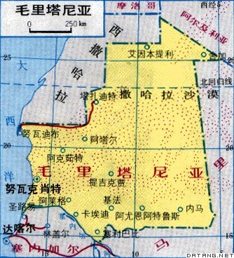 地图：毛里塔尼亚