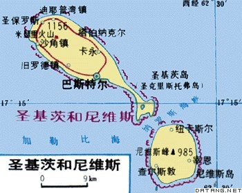地图：圣基茨和尼维斯