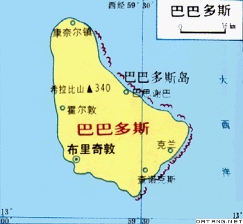 地图：巴巴多斯