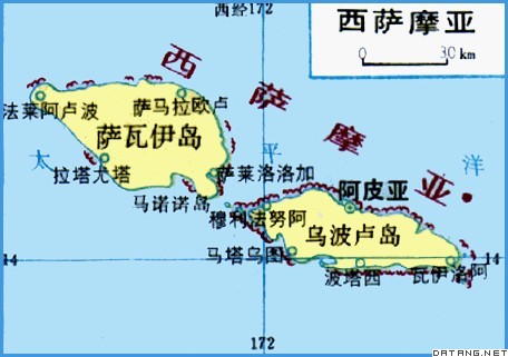 地图：西萨摩亚