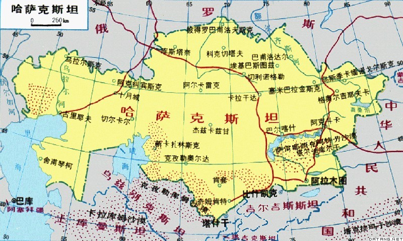 地图：哈萨克斯坦